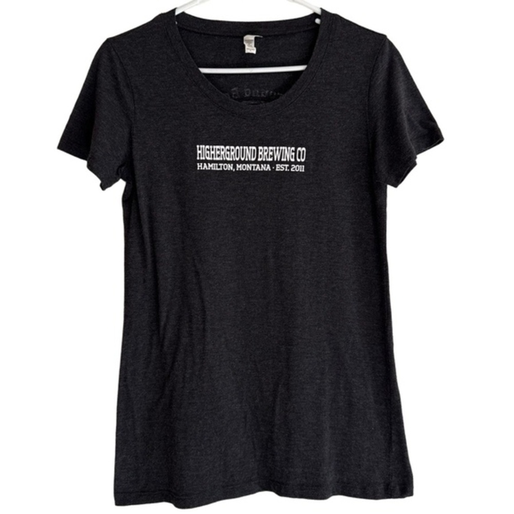 Higherground Brewing Co T-Shirt Ladies Large Gray Brewery Graphic Montana‎
